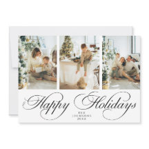 Trendy Elegant Script 3 Photo Collage Christmas