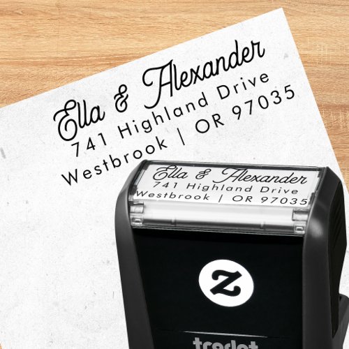 Trendy Elegant Script Family Address Stamp