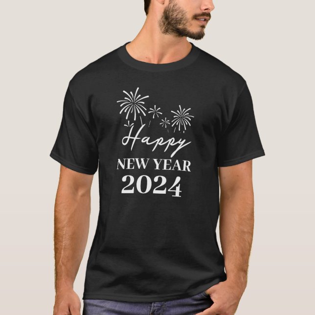 Trendy Elegant Script Happy New Year  T-Shirt (Front)