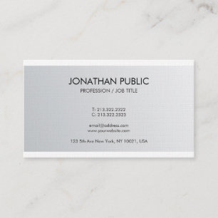 Trendy Elegant Silver Look Luxe Premium Linen Business Card