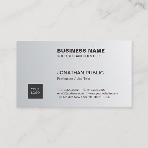 Trendy Elegant Silver Sleek Chic Plain Corporate Business Card