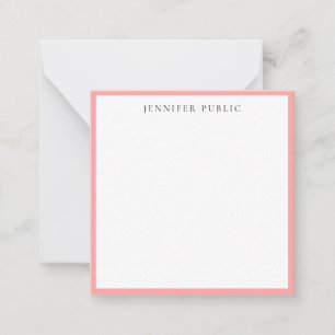 Trendy Elegant Simple Blush Pink & White Name Note Card