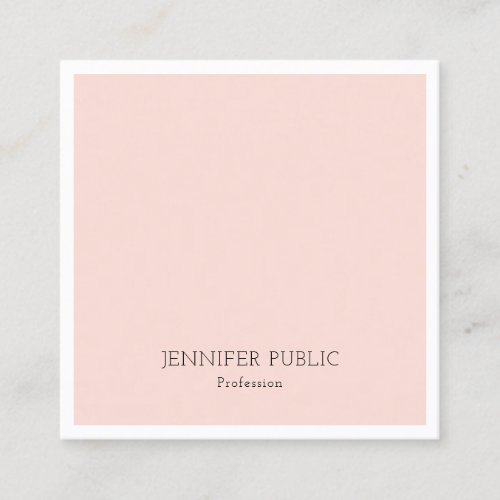 Trendy Elegant Simple Design Blush Pink Luxury Square Business Card