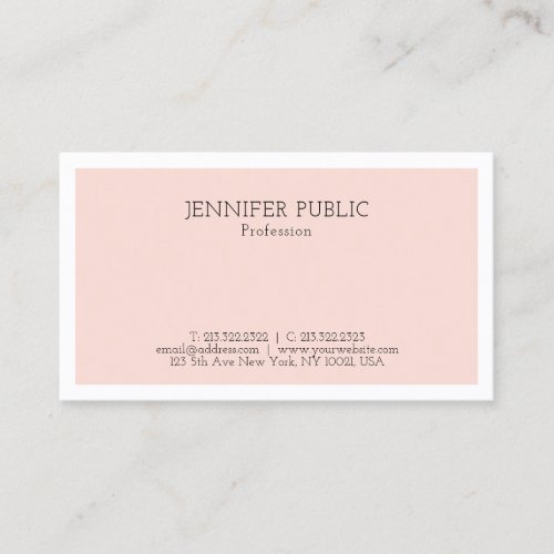 Trendy Elegant Simple Design Blush Pink Plain Business Card