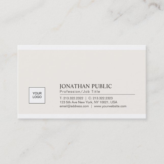 Trendy Elegant Simple Design Company Logo Plain Business Card (Front)