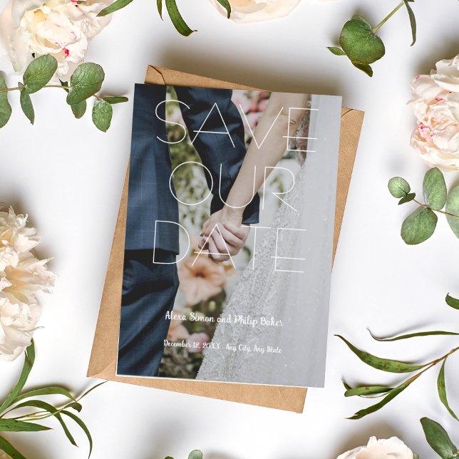 Trendy elegant simple engagement photo wedding invitation (1)