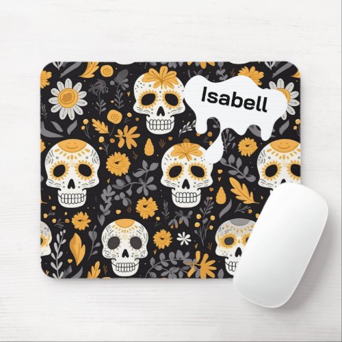 Trendy Elegant Skull Girl Gift Idea Personalized Mouse Pad