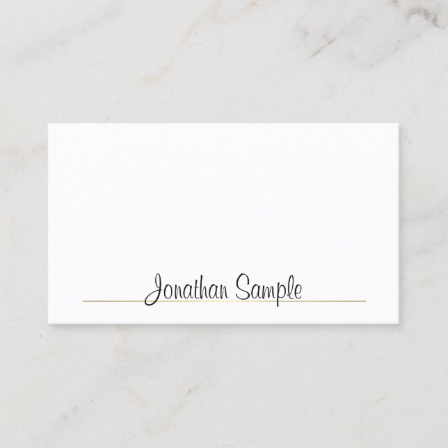 Trendy Elegant Sleek Design Gold Plain Deluxe Business Card (Front)