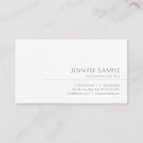Trendy Elegant Sleek Professional Modern Plain Top Business Card