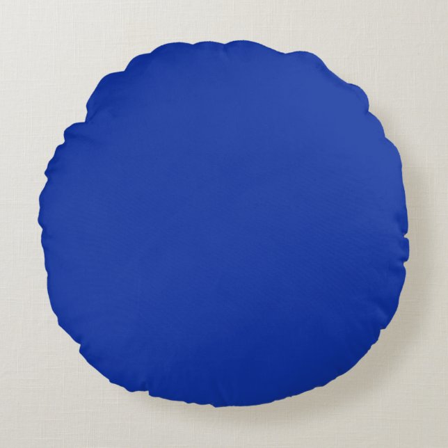 Trendy Elegant Solid Royal Blue Round Pillow (Front)