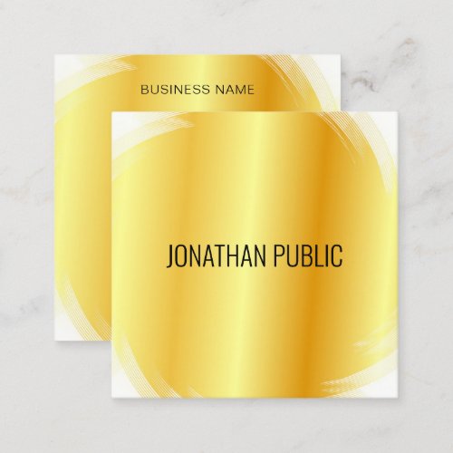 Trendy Elegant Template Faux Gold Modern Square Business Card