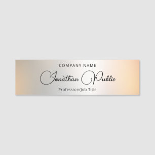 Trendy Elegant Template Handwritten Text Silver Name Tag