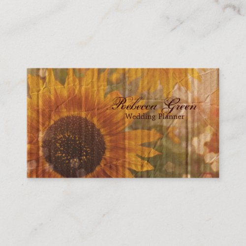 vintage rustic yellow sunflowers country floral business card