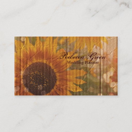 Customizable vintage rustic yellow sunflowers country floral business card