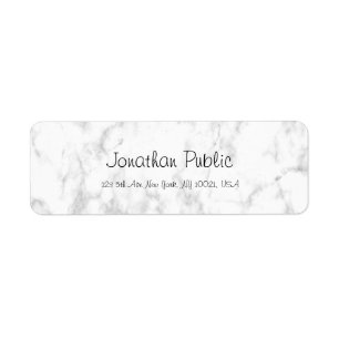 Trendy Elegant White Marble Script Luxury Modern Label