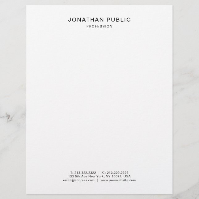 Trendy Elegant White Modern Simple Template Letterhead (Front)