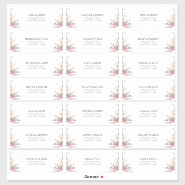 Trendy Elegant Wildflower Floral Guest Address Sticker (Sheet)