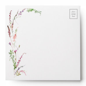 Trendy Elegant Wildflower Floral Wedding Envelope