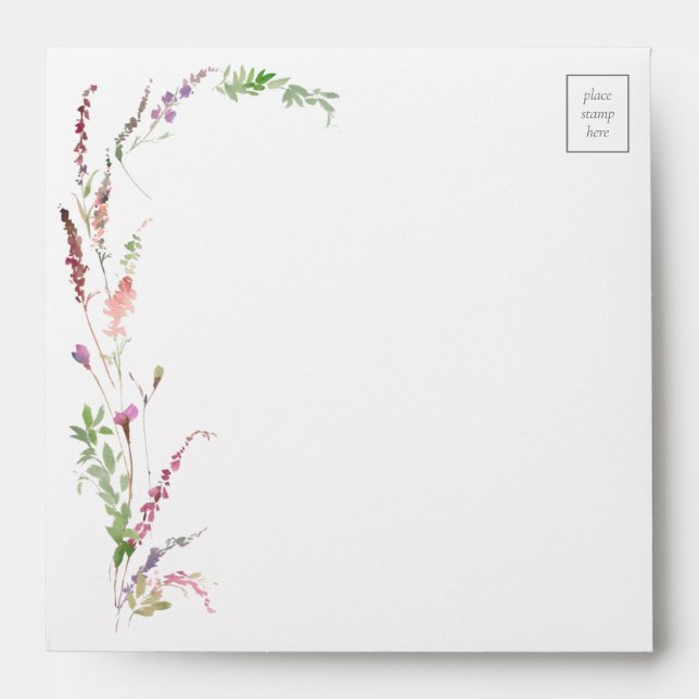 Trendy Elegant Wildflower Floral Wedding Envelope (Front)