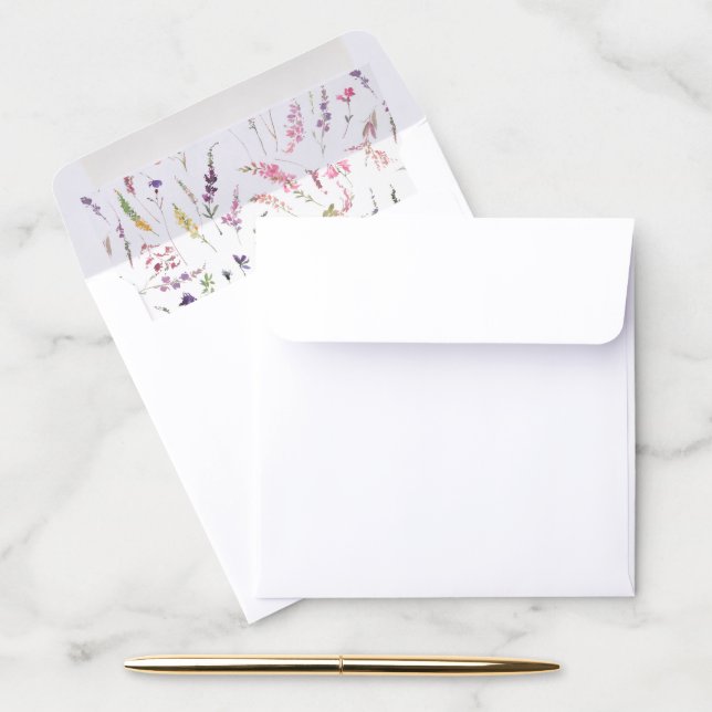 Trendy Elegant Wildflower Floral Wedding Envelope Liner (Desk)