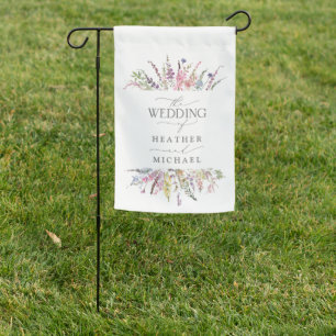 Trendy Elegant Wildflower Floral Wedding Garden Flag