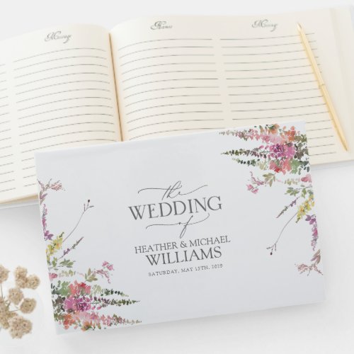 Trendy Elegant Wildflower Floral Wedding Guest Book