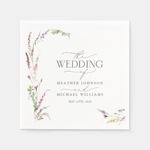 Trendy Elegant Wildflower Floral Wedding Napkins