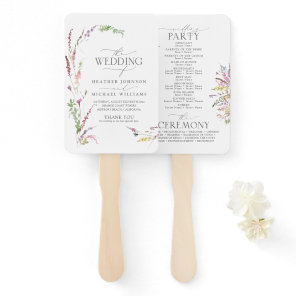 Trendy Elegant Wildflower Floral Wedding Program Hand Fan