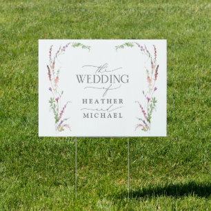 Trendy Elegant Wildflower Floral Wedding Sign