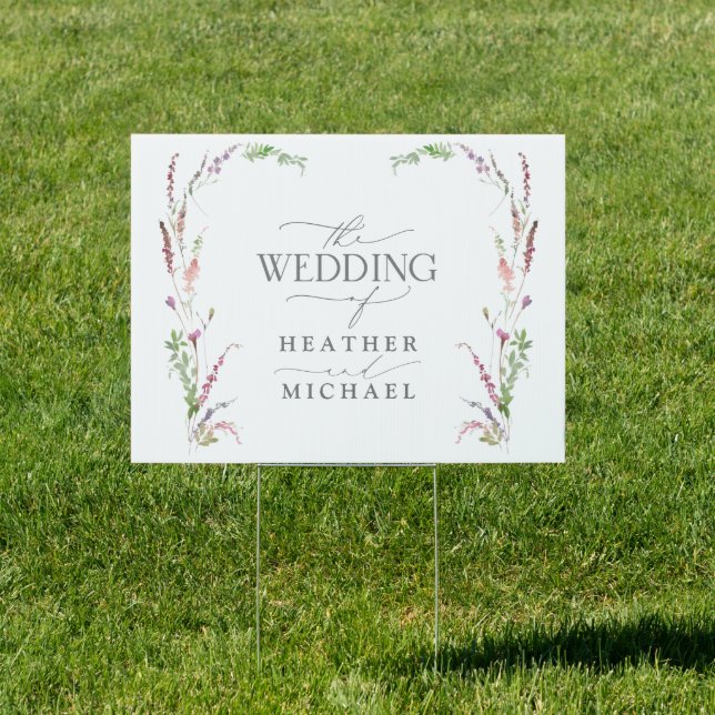 Trendy Elegant Wildflower Floral Wedding Sign (Insitu)