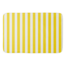 Trendy Elegant Yellow White Stripes Modern Bath Mat