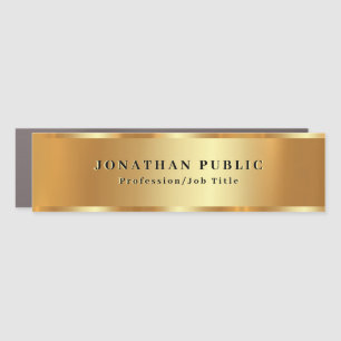 Trendy Elegant Your Custom Text Black & Gold Car Magnet