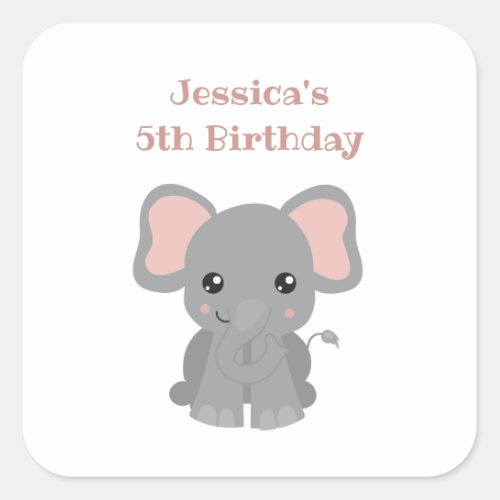 Trendy Elephant Safari Birthday Party  Square Sticker