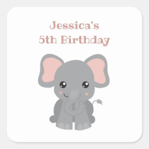Trendy Elephant Safari Birthday Party Square Sticker