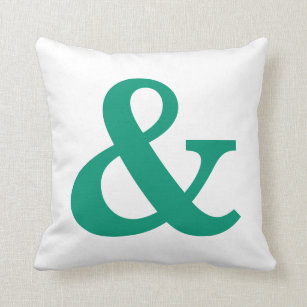 Trendy Emerald Green Ampersand Typography Throw Pillow