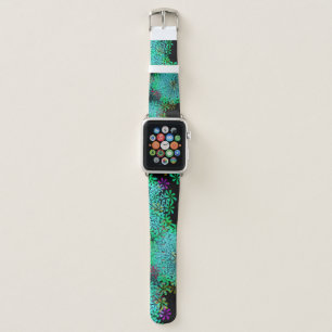 Trendy Emerald Green Fractal on Black   Apple Watch Band