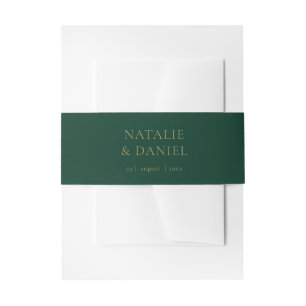  Trendy Emerald Green & Gold Chic Wedding Invitation Belly Band