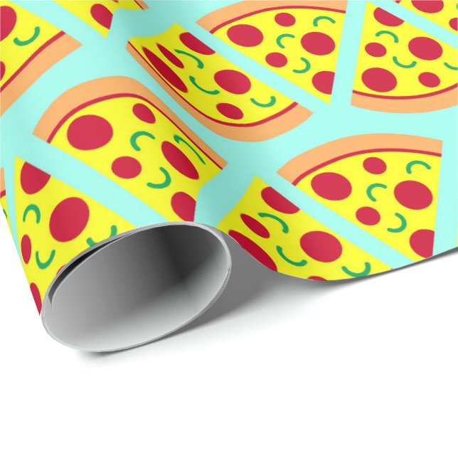 Trendy Emoji Style Pizza Pattern Wrapping Paper (Roll Corner)