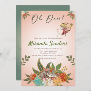 Trendy Enchanted Sweet Deer Woodland Wild Animal Invitation