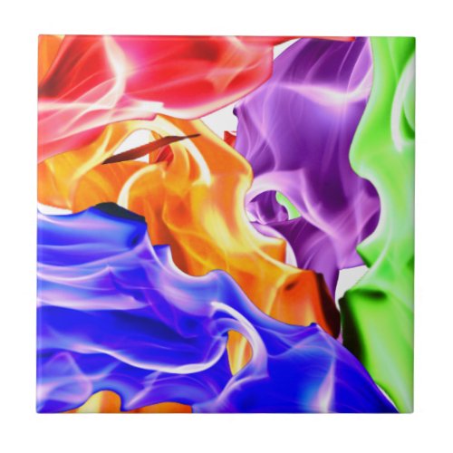 Trendy energetic colorful abstract art ceramic tile
