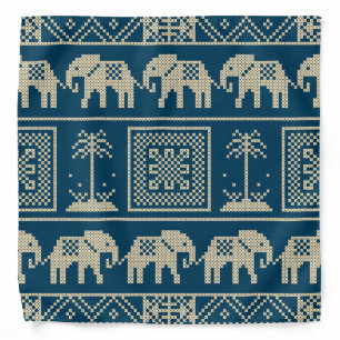 Trendy Ethnic pattern for Elephant lovers in blue Bandana