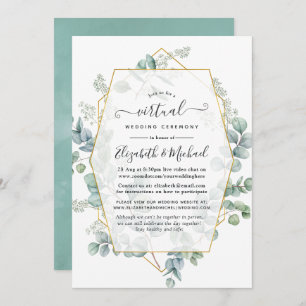 Trendy Eucalyptus Geometric Online Virtual Wedding Invitation