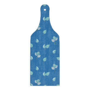 Trendy Eucalyptus Leaves On French Blue  Cutting Board