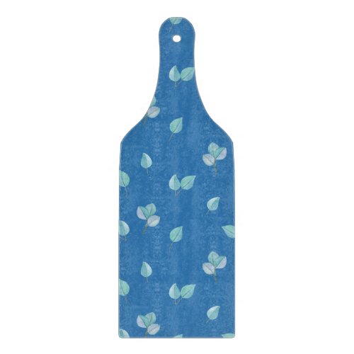 Trendy Eucalyptus Leaves On French Blue  Cutting Board