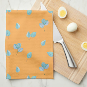 Trendy Eucalyptus Leaves On Marigold  Kitchen Towel