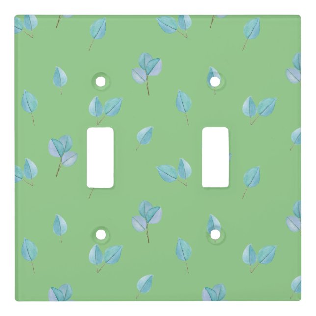 Trendy Eucalyptus Leaves On Sage Light Switch Cover (Front)