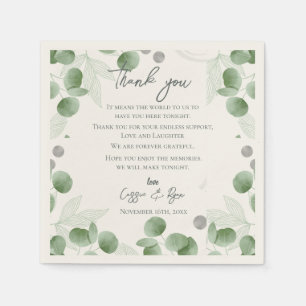 Trendy Eucalyptus Leaves Wedding Thank you Message Napkins