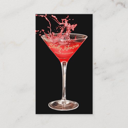 Trendy Events Bartender Edgy Red Splash Business Card