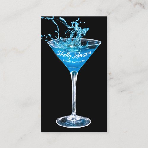 Trendy Events Bartender Exotic Blue Splash Business Card