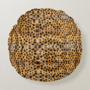 Trendy Exotic Cheetah Fur Pattern Animal Print Round Pillow